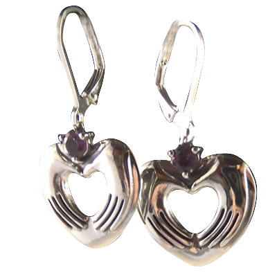 Reiki Hands w/ Amethyst Earrings  .925 - 3970 